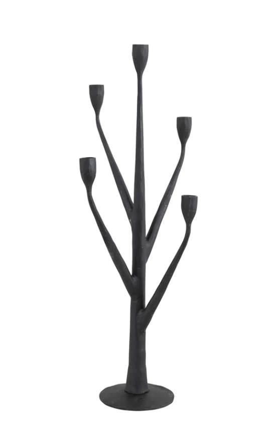 Cast Iron Candelabra | Black 25.25in