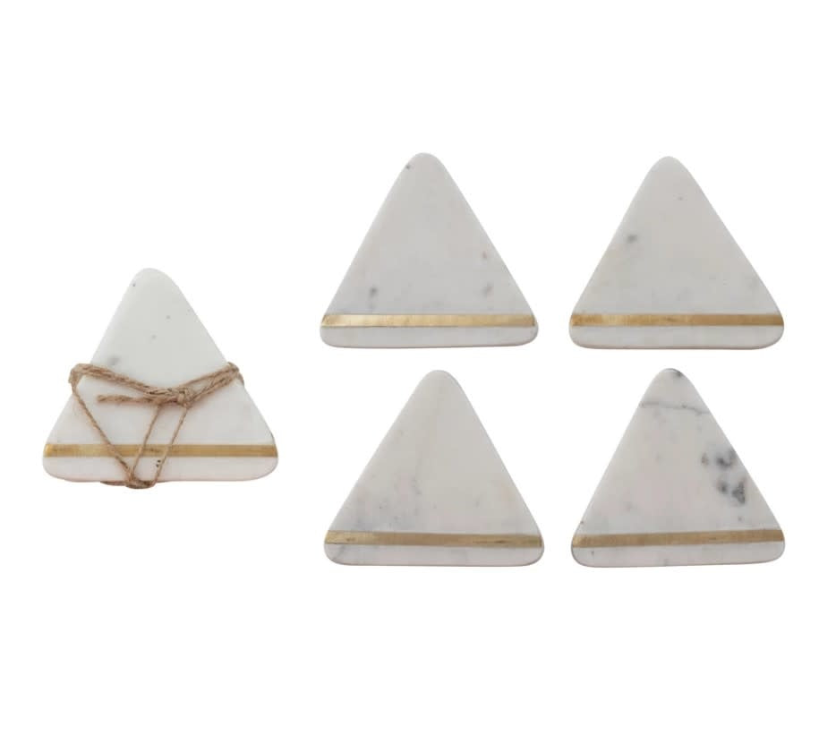 Marble Coaster Set Brass Inlay | Set of 4