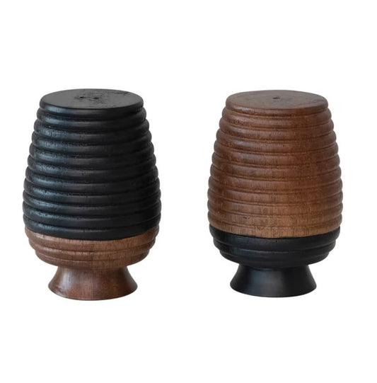 Mango Wood Salt + Pepper Set | Black Wood