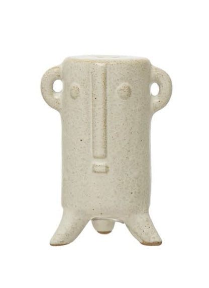 Faces Stoneware Salt + Pepper Set | Cream