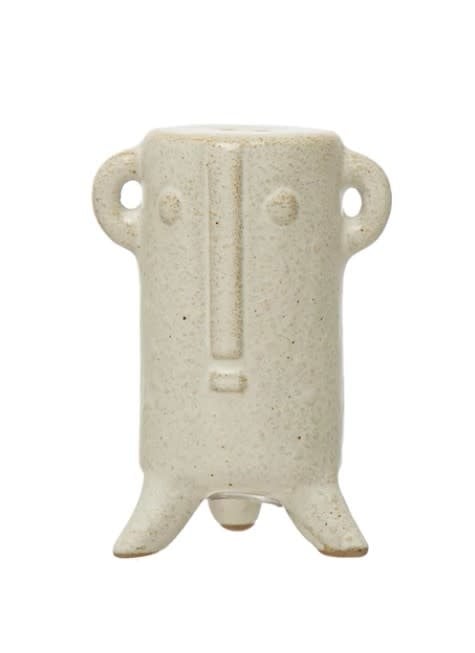 Faces Stoneware Salt + Pepper Set | Cream