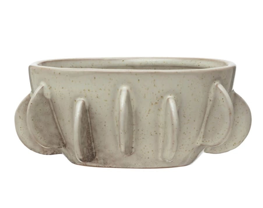 Stoneware Decorative Bowl | Round White 6.75in