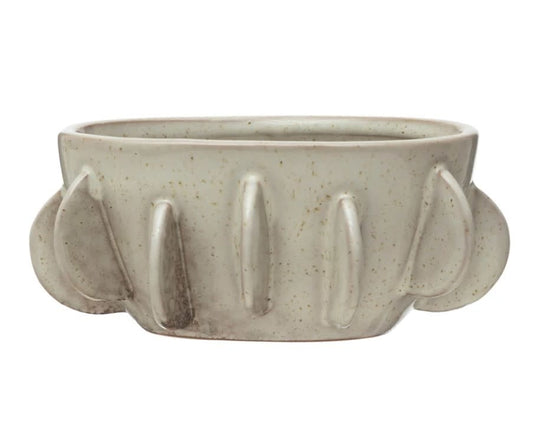 Stoneware Decorative Bowl | Round White 6.75in