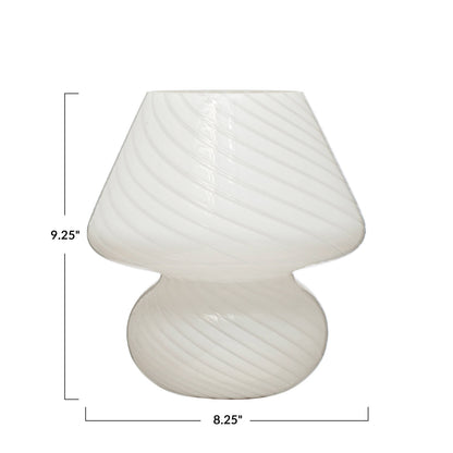 Mini Striped Glass Table Lamp | White 9.25in