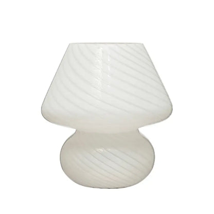 Mini Striped Glass Table Lamp | White 9.25in