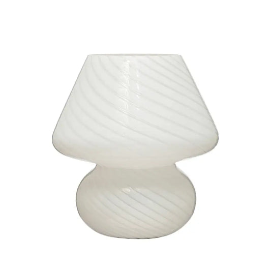 Mini Striped Glass Table Lamp | White 9.25in