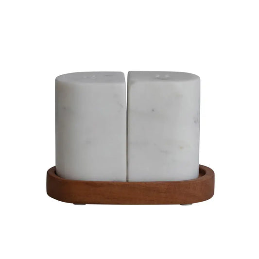 Minimalist Marble Salt + Pepper Shaker Set