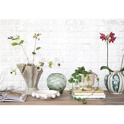 Stoneware Ruffled Vase | 11.25in Sage