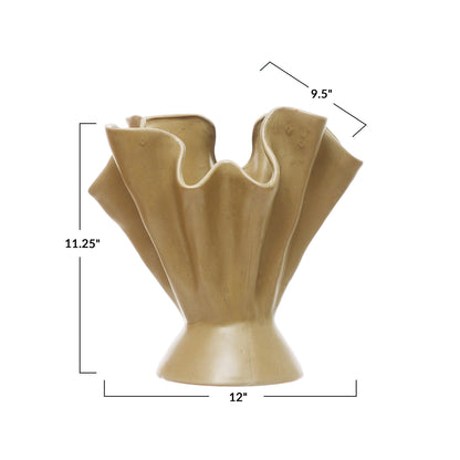Stoneware Ruffled Vase | 11.25in Sage