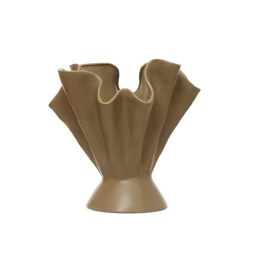 Stoneware Ruffled Vase | 11.25in Sage