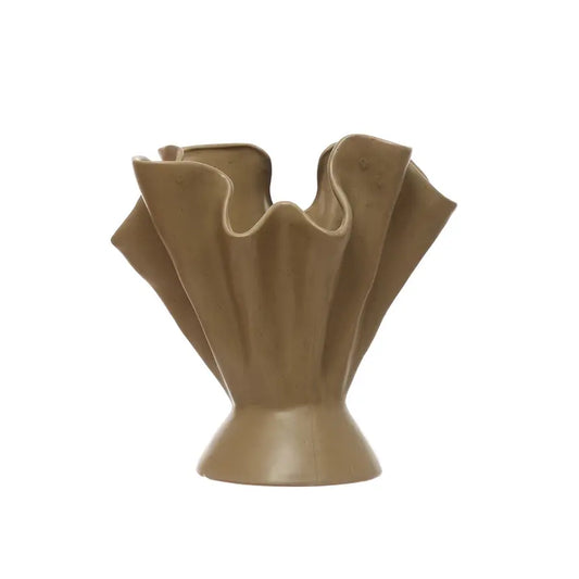 Stoneware Ruffled Vase | 11.25in Sage