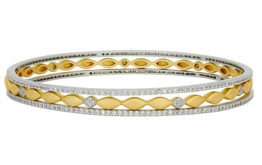 Petals and Pave 3-stack slide on Bangles