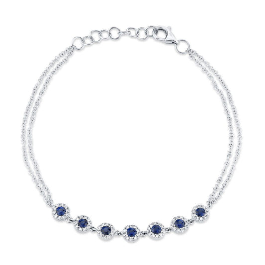 0.21Ct Diamond & 0.53Ct Blue Sapphire 14K WG Bracelet