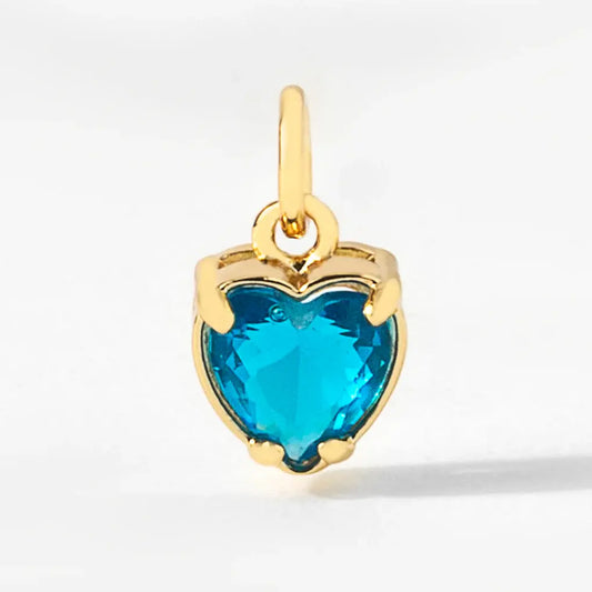 Heart Birthstone Charm Pendant | December Blue Topaz
