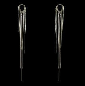 Inverted Teardrop Dangling Chains Hoop Earrings |4.5in Gold
