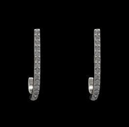 Pave Diamondique J Post Earrings | .5in Silver