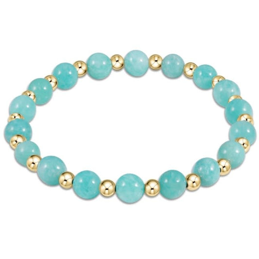 Gold Grateful Pattern 6mm Bead Bracelet - Amazonite