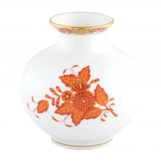 Herend Round Vase | 4.5in Chinese Bouquet Rust