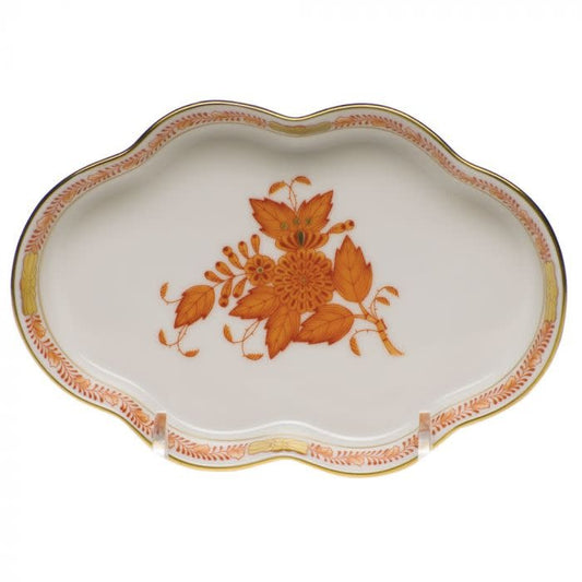 Herend Small Scalloped Tray | 5.5in Chinese Bouquet Rust