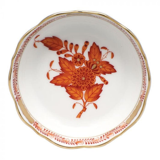 Herend Mini Scalloped Dish | 3.25in Chinese Bouquet Rust