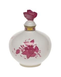 Herend Chinese Bouquet Perfume Bottle with Butterfly | 5in Raspberry
