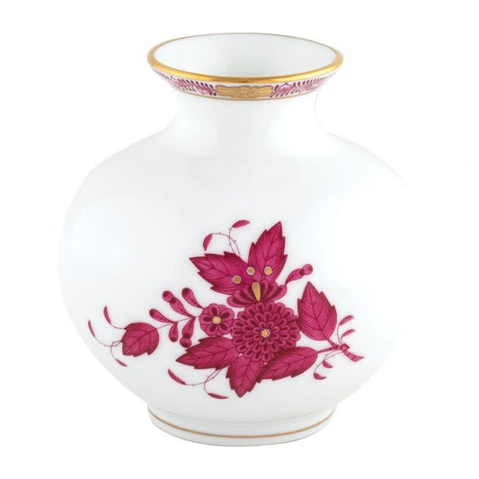 Herend Round Vase | 4.5in Chinese Bouquet Raspberry