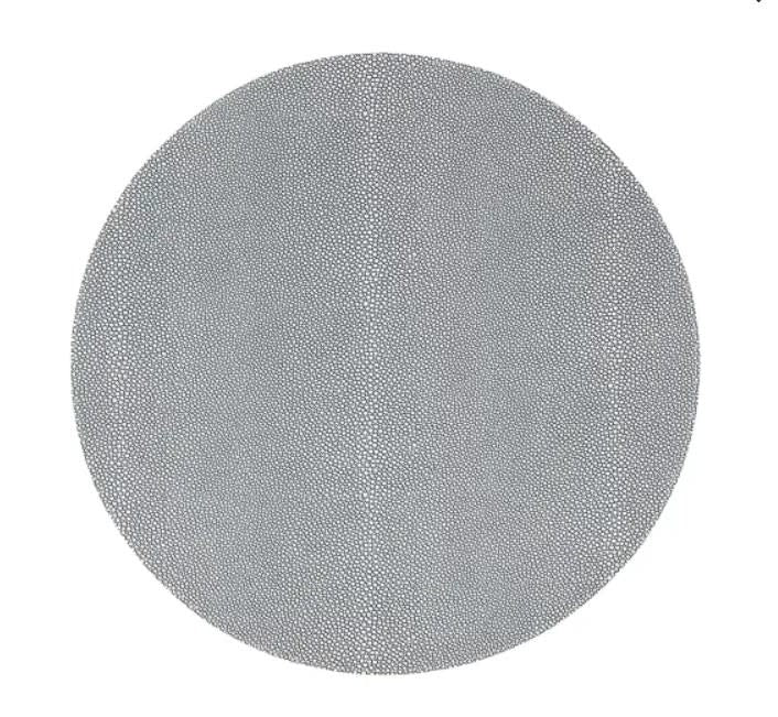 Stingray Texture Reversible Vinyl Placemats Set of 4 | Blue + Gray 16in Round