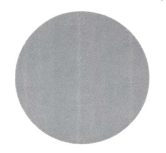 Stingray Texture Reversible Vinyl Placemats Set of 4 | Blue + Gray 16in Round
