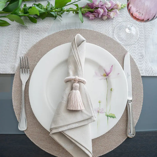 Stingray Texture Reversible Vinyl Placemats Set of 4 | Coffee + Khaki 16in Round