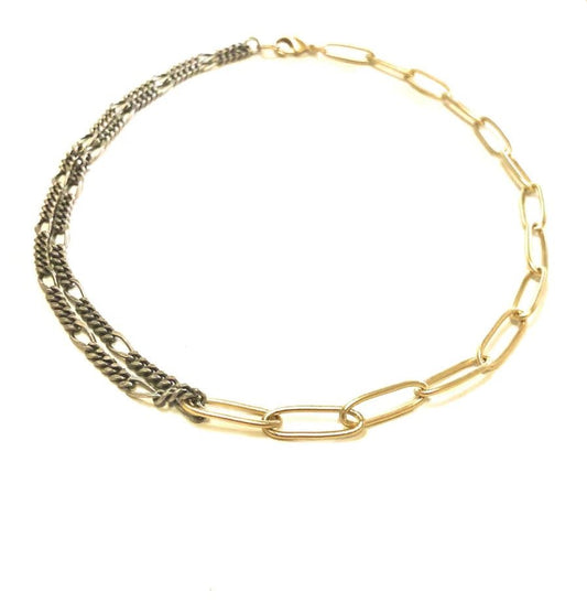 Apollo Two-Tone Paperclip Necklace | Silver + Gold