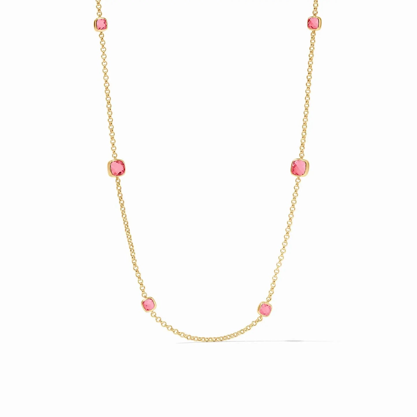 Aquitaine Station Gold Necklace | 38in Peony Pink