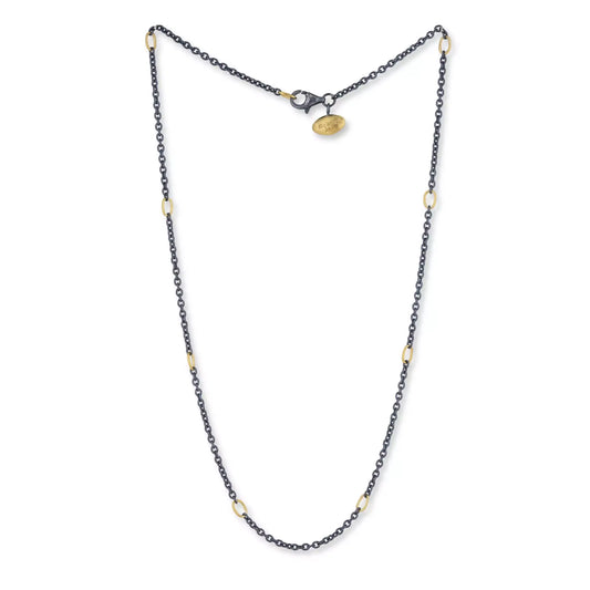 Oxidized Sterling Silver Mixed Rolo Chain | 15+3in 24k