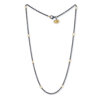 Oxidized Sterling Silver Mixed Rolo Chain | 15+3in 24k