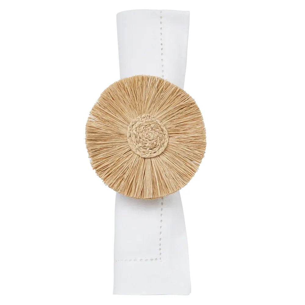 Palm Straw Handcrafted Napkin Rings Set of 4 | Sunburst Natural