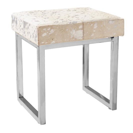 Silver Metallic Cowhide Bench