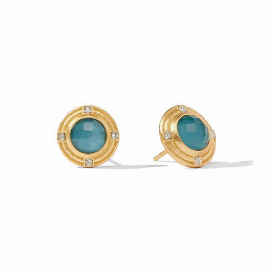 Astor Stone Stud | Iridescent Peacock Blue