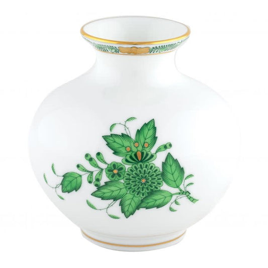 Herend Round Vase | 4.5in Chinese Bouquet Green