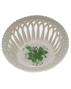 Herend Small Openwork Basket | 3.75in Green