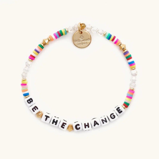 Be The Change Rainbow White Beaded Stretch Bracelet