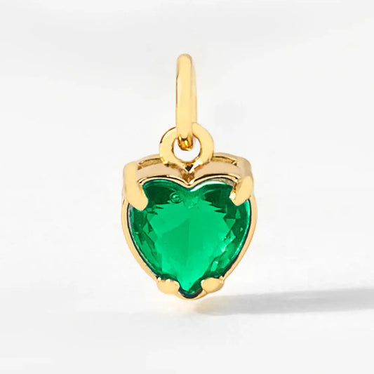 Heart Birthstone Charm Pendant | May Emerald