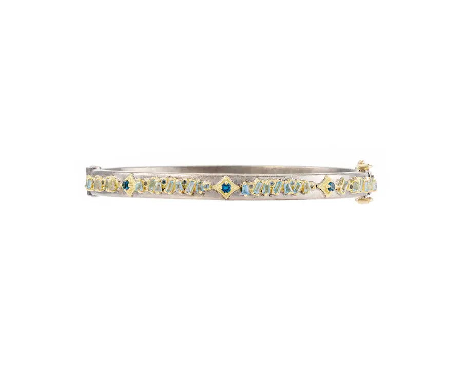 Bracelet Kick Huggie with Crivelli, London Blue Topaz + Moss Aquamarine