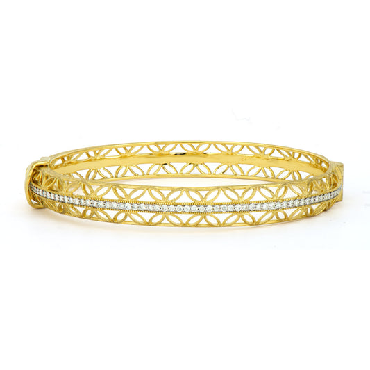 Open Petal Diamond Bangle Bracelet | S6.5 18k Yellow Gold