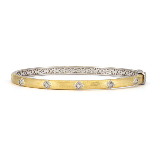Gold  Diamond Quatrefoil Bangle