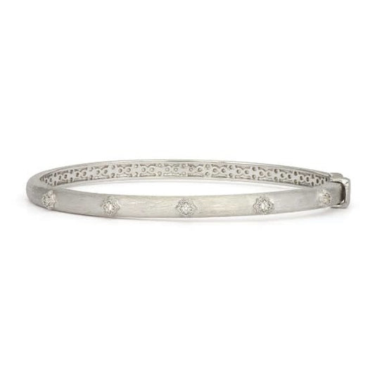 Sterling Silver Thin Star White Topaz Bangle Bracelet |  Mixed Metal