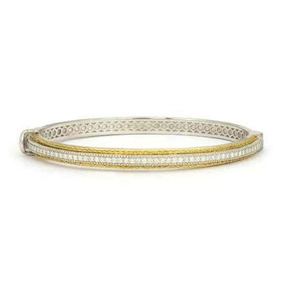 Mixed Metal Pave Woven Rope Bangle