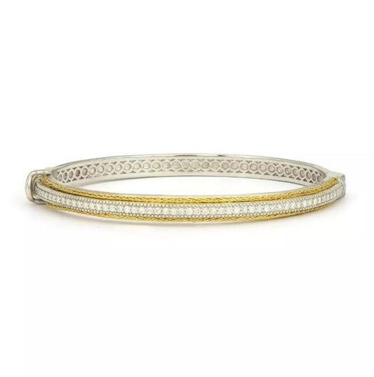 Mixed Metal Pave Woven Rope Bangle