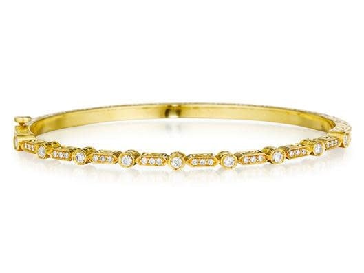 Round and Pave Bar Bangle