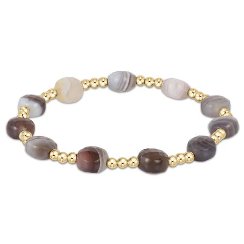Admire Gold 3mm Bead Bracelet Botswana Agate