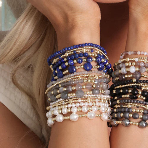 Admire Gold 3mm Bead Bracelet | Lapis