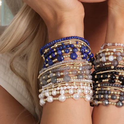 Admire Gold 3mm Bead Bracelet | Lapis